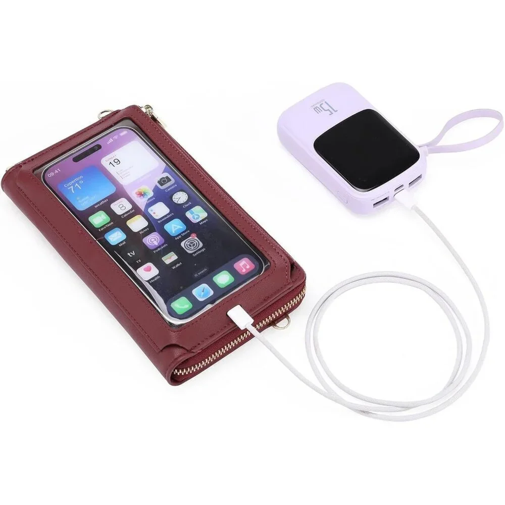 Women Red Phone Purse Crossbody Bags for Small Travel Wallet Touch Screen